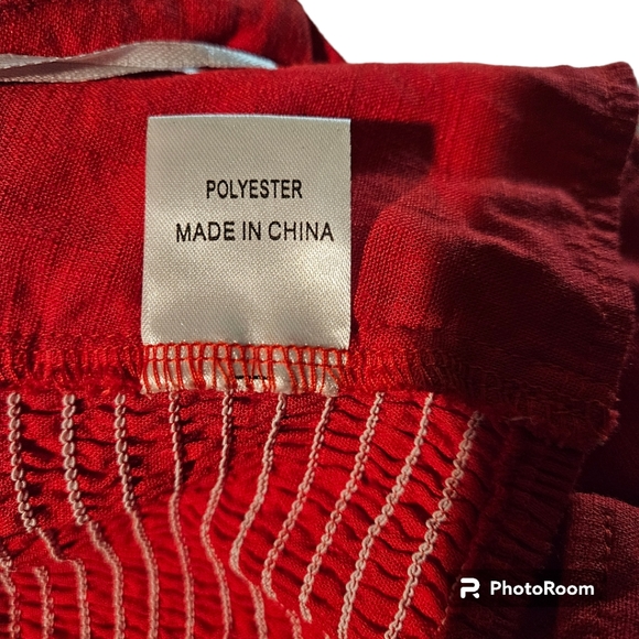 Morning Mist Red Strappy Crop Front Tie Top Sz 10 M - Picture 10 of 10